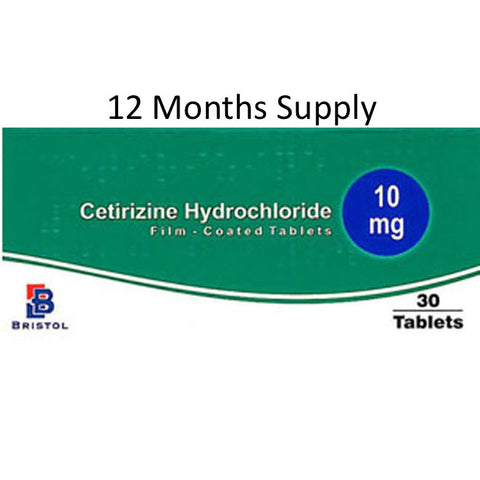 12 MONTHS SUPPLY of Cetirizine 10mg Allergy/Hayfever Relief Tablets with FREE DELIVERY (360 Tablets)