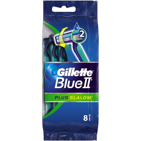 Gillette Blue II Slalom Plus Disposable Razor (8 Razors)