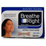 Breathe Right Nasal Strips Large Size (30 Large, Tan coloured Strips)