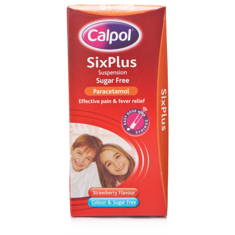 Calpol Six Plus Suspension Sugar Free Strawberry Flavour (80ml)