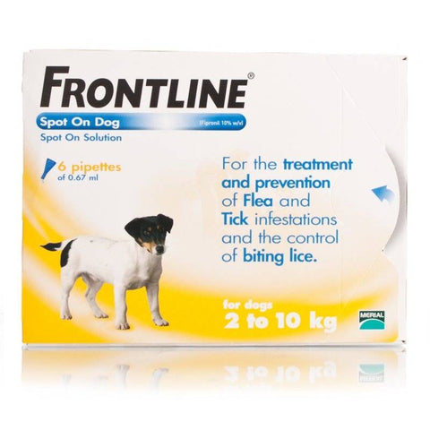 FRONTLINE Spot On for SMALL DOGS: 2-10Kg (6 Pipettes)