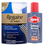Regaine For Men Extra Strength Scalp Foam (3 x 73ml) + Alpecin C1 Caffeine Hair Loss Shampoo (250ml Bottle)
