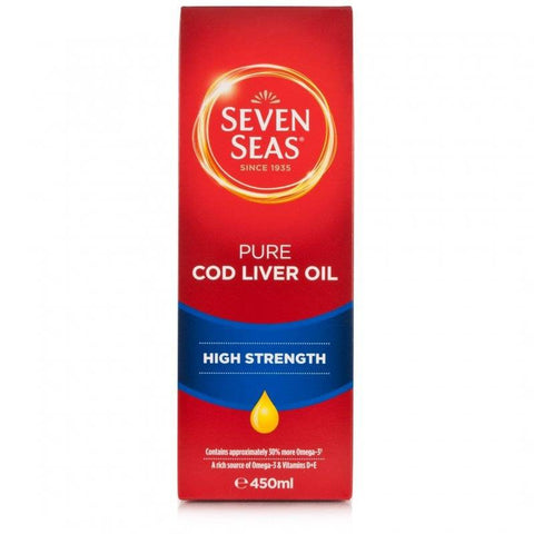 Seven Seas High Strength Pure Cod Liver Oil With Omega 3 Liquid (450ml)