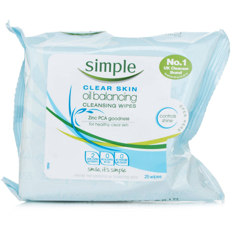 Simple Oil Balancing Cleansing Wipes (25 wipes)