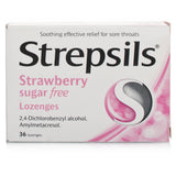 Strepsils Strawberry Sugar Free Lozenges (36 Lozenges)