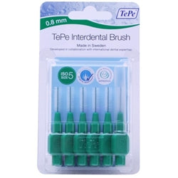 TePe Interdental Brushes GREEN (6 x 0.8mm Brushes)