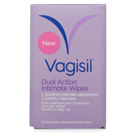Vagisil Dual Action Intimate Wipes (12 Individually wrapped flushable wipes)