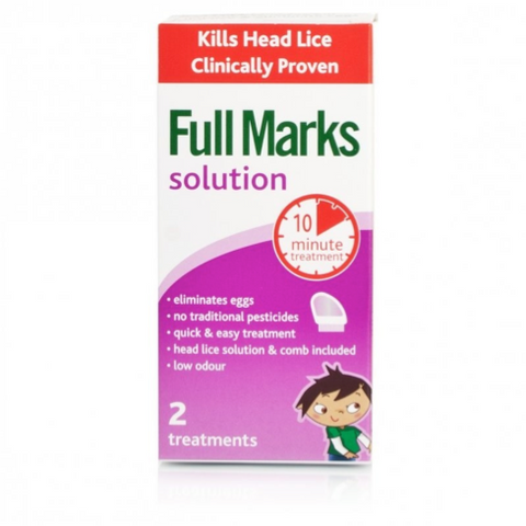 Full Marks Head Lice Solution (2 Treatments: 100ml Bottle + Comb)