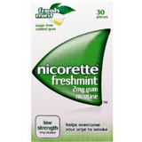 Nicorette Gum 2mg Freshmint (30 Pieces)